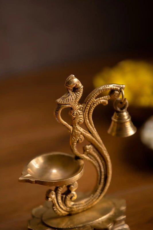 Tulip Brass Dia with Bell - TesuBrass Diya