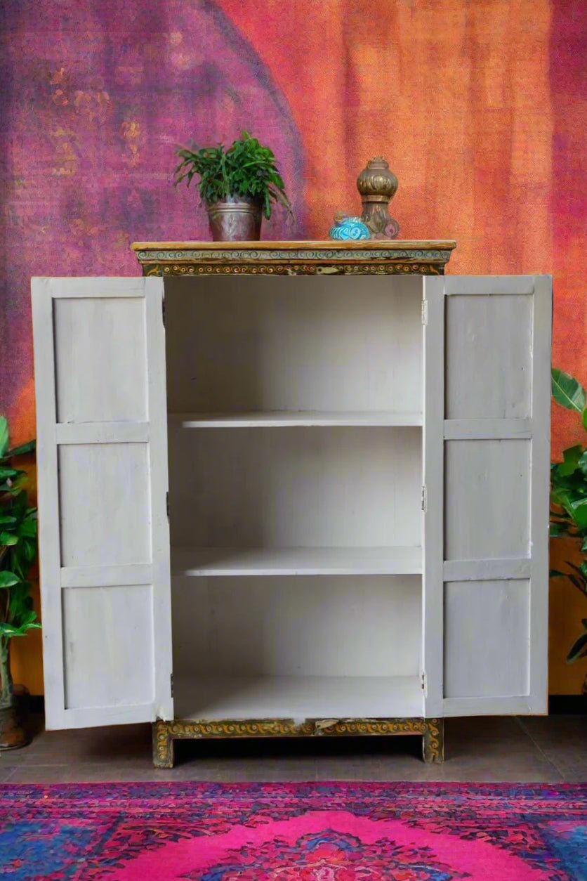 Vibrant Veda Hand - Painted Wooden Storage Cabinet - TesuCabinets & Storage