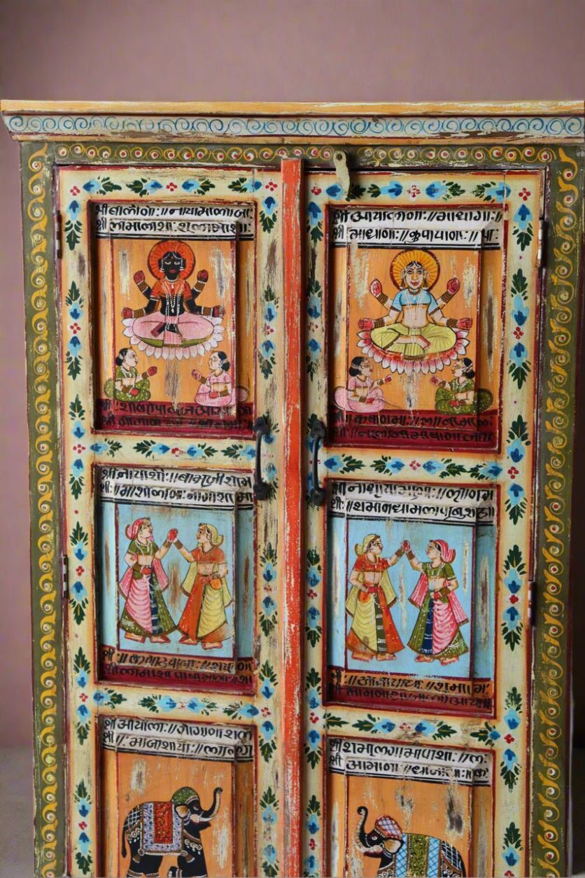 Vibrant Veda Hand - Painted Wooden Storage Cabinet - TesuCabinets & Storage