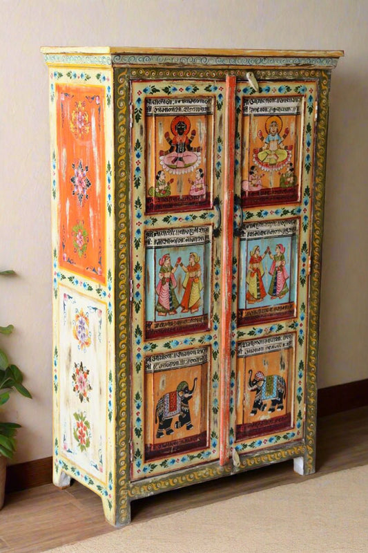 Vibrant Veda Hand - Painted Wooden Storage Cabinet - TesuCabinets & Storage
