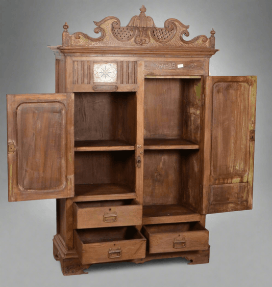 Victorian Carved Teak Wardrobe - TesuCabinets & Storage