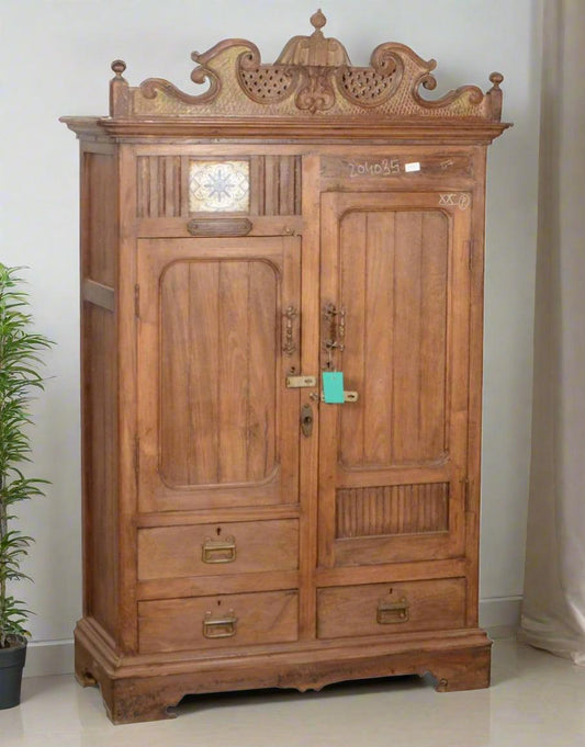 Victorian Carved Teak Wardrobe - TesuCabinets & Storage