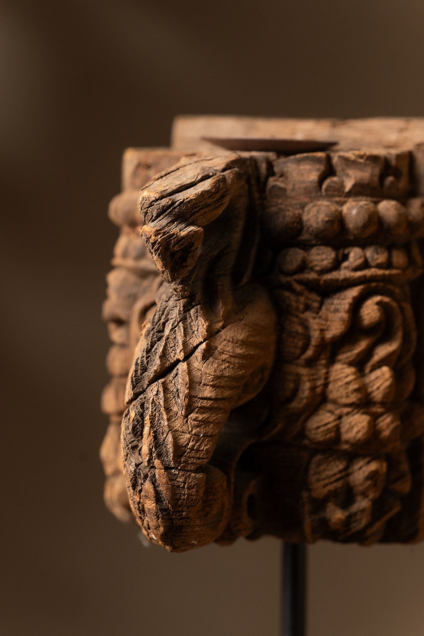 Vintage Carved Wooden Candle Holder - Design 1 - TesuCandles & Candle Holders