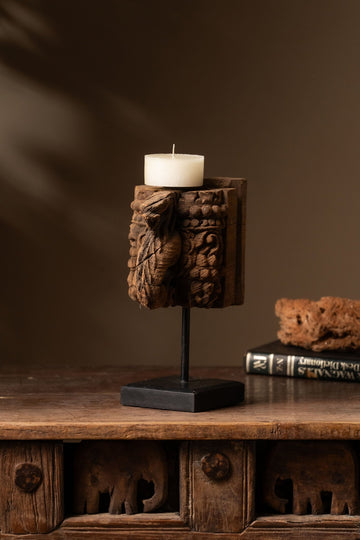 Vintage Carved Wooden Candle Holder - Design 1 - TesuCandles & Candle Holders