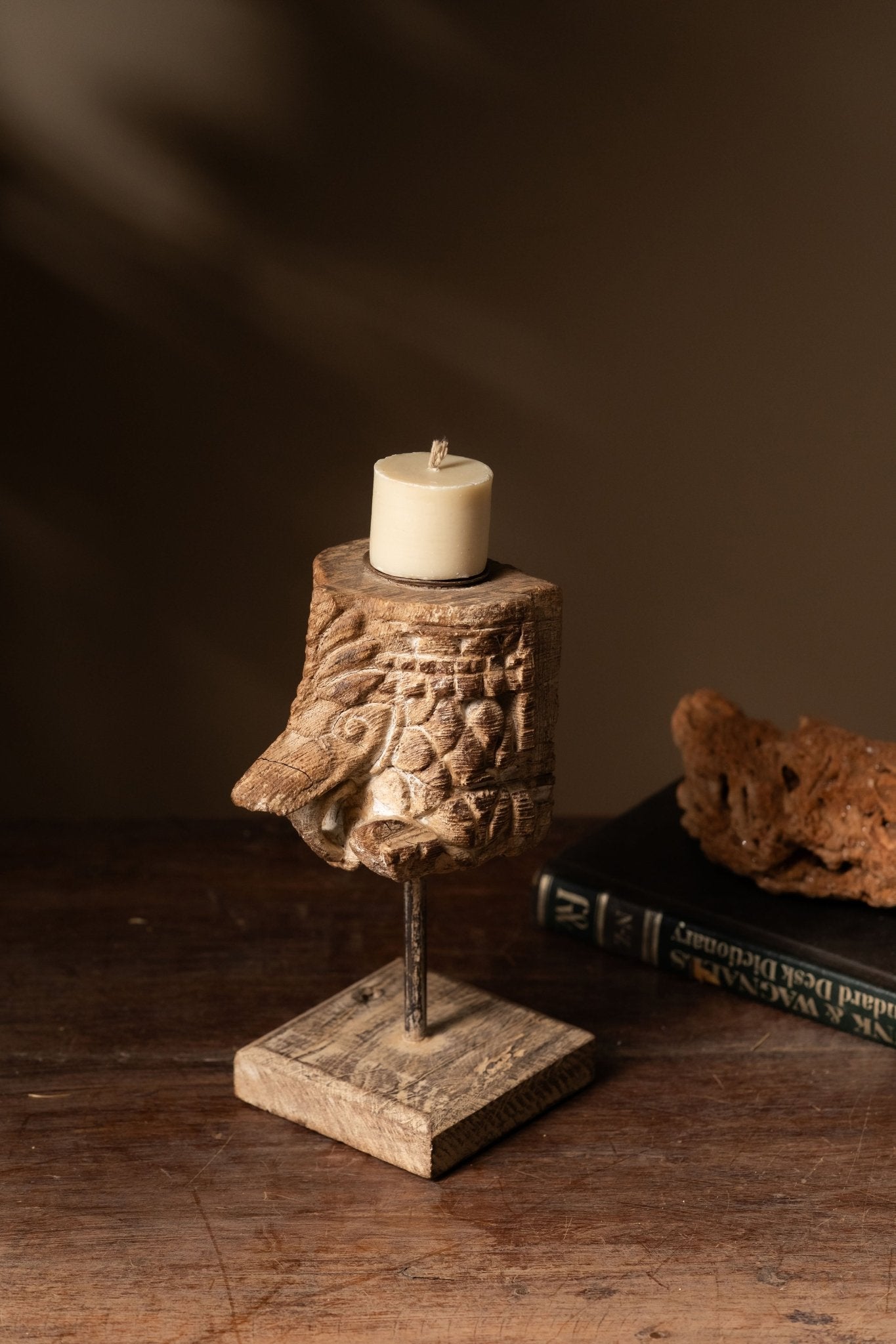 Vintage Carved Wooden Candle Holder - Design 2 - TesuCandles & Candle Holders
