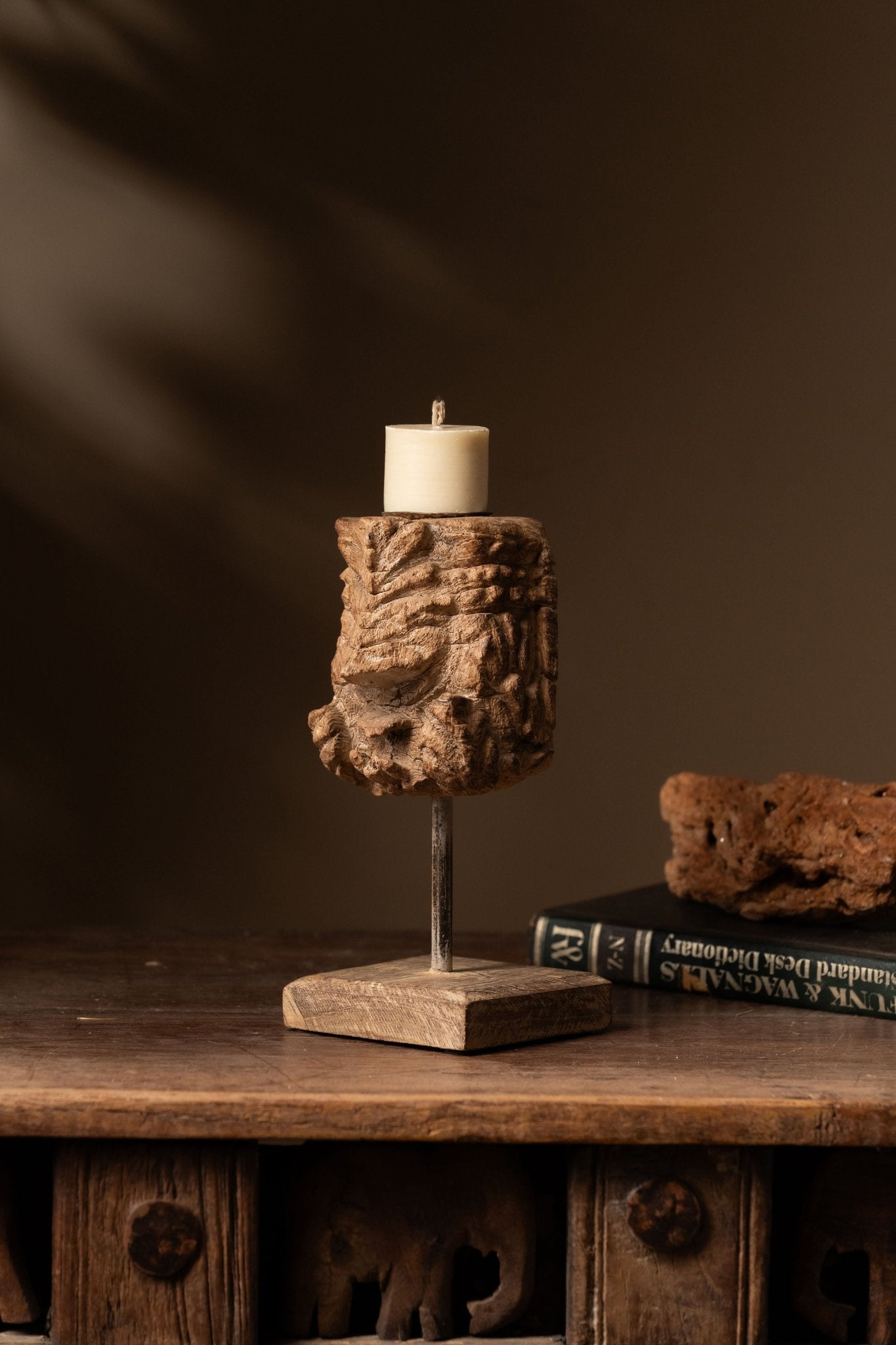 Vintage Carved Wooden Candle Holder - Design 2 - TesuCandles & Candle Holders