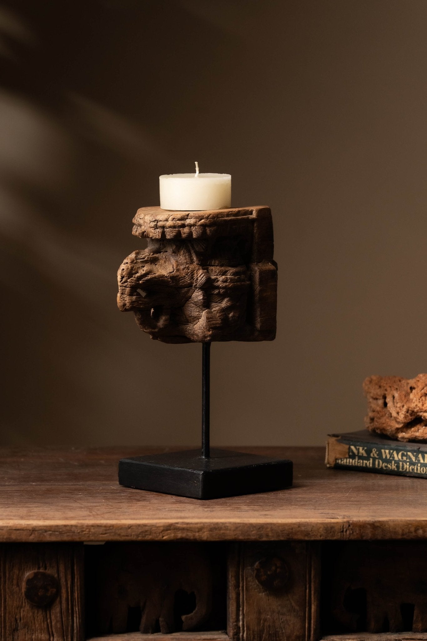 Vintage Carved Wooden Candle Holder - Design 4 - TesuCandles & Candle Holders