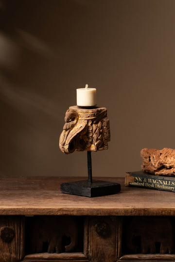 Vintage Carved Wooden Candle Holder - Design 6 - TesuCandles & Candle Holders