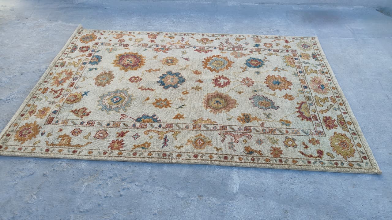 Vintage Floral Rug - Cream - TesuRugs