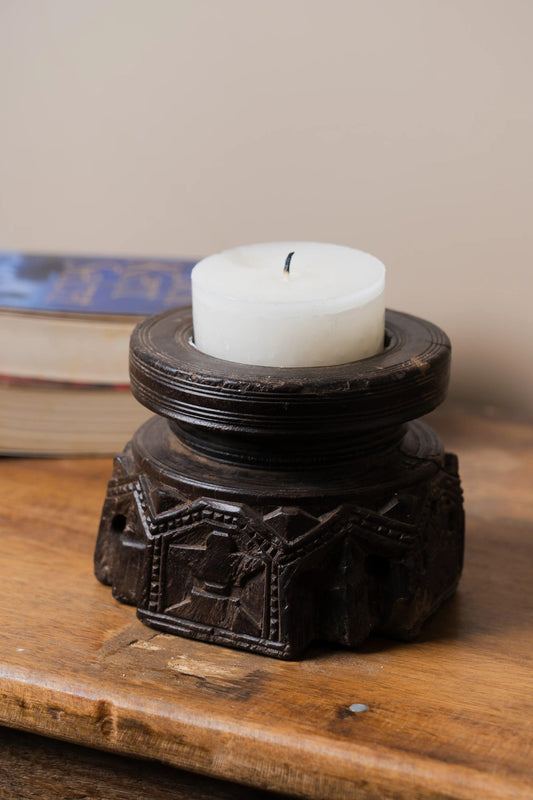 Vintage Handcarved Wooden Candle Holder - TesuCandles & Candle Holders
