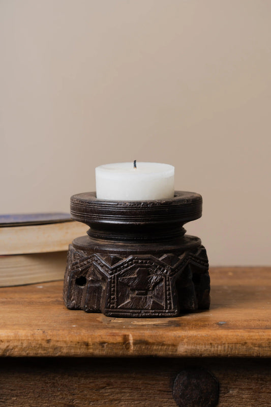 Vintage Handcarved Wooden Candle Holder - TesuCandles & Candle Holders