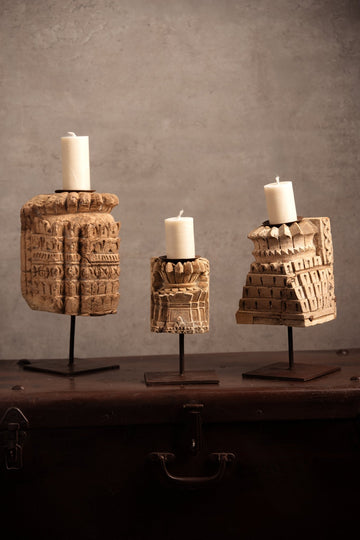 Vintage Handcarved Wooden Candle Stand - TesuCandles & Candle Holders