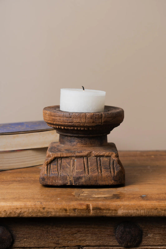 Vintage Handcarved Wooden Candle stand - TesuCandles & Candle Holders