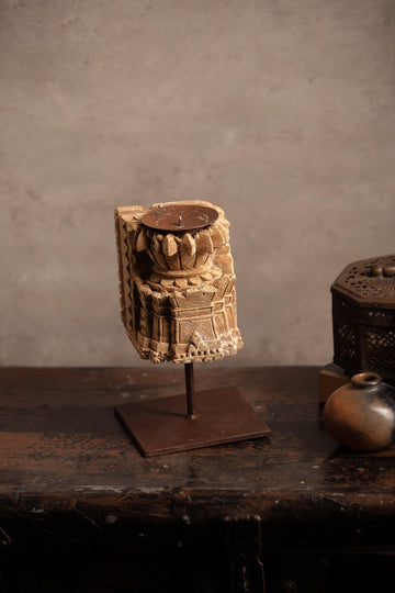 Vintage Handcarved Wooden Candle Stand - TesuCandles & Candle Holders