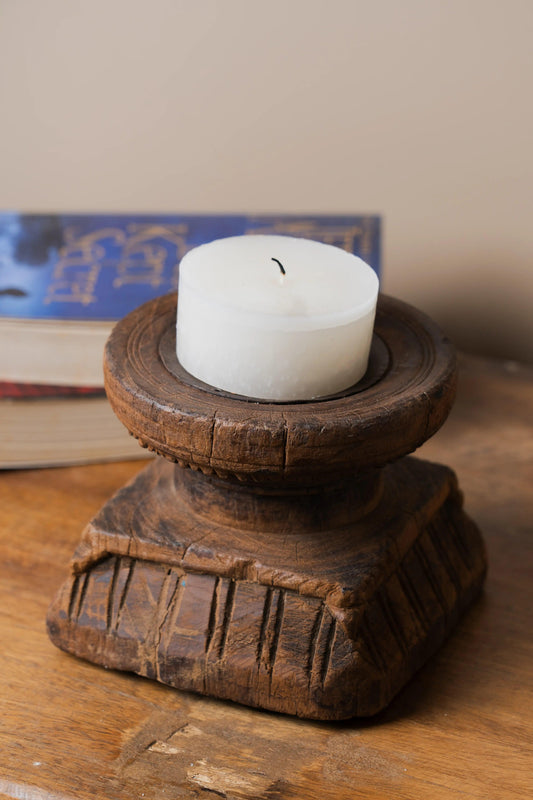 Vintage Handcarved Wooden Candle stand - TesuCandles & Candle Holders