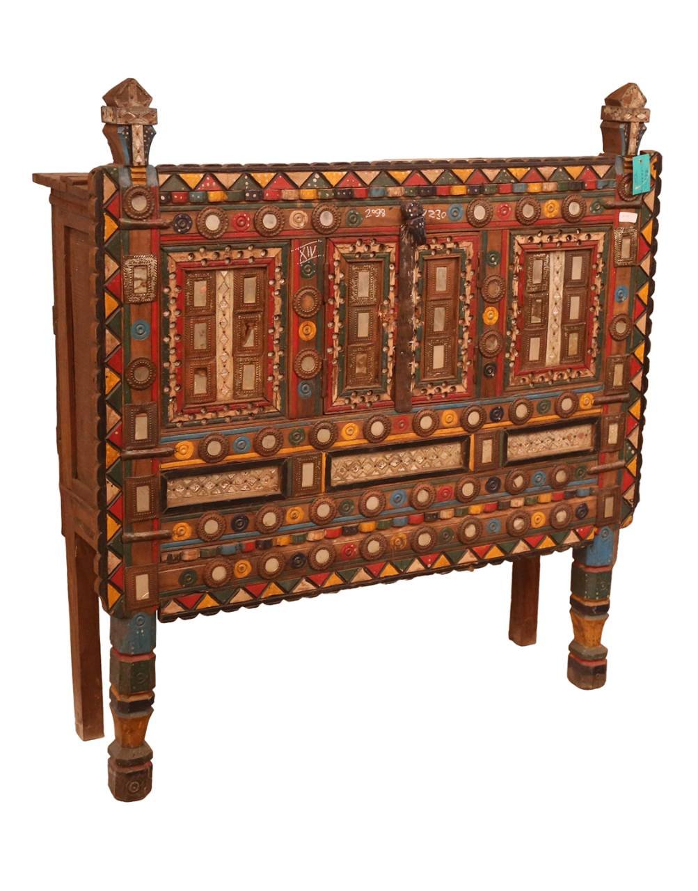 Vintage Rajasthani Damchiya - Multicolor Painted - TesuCabinets & Storage