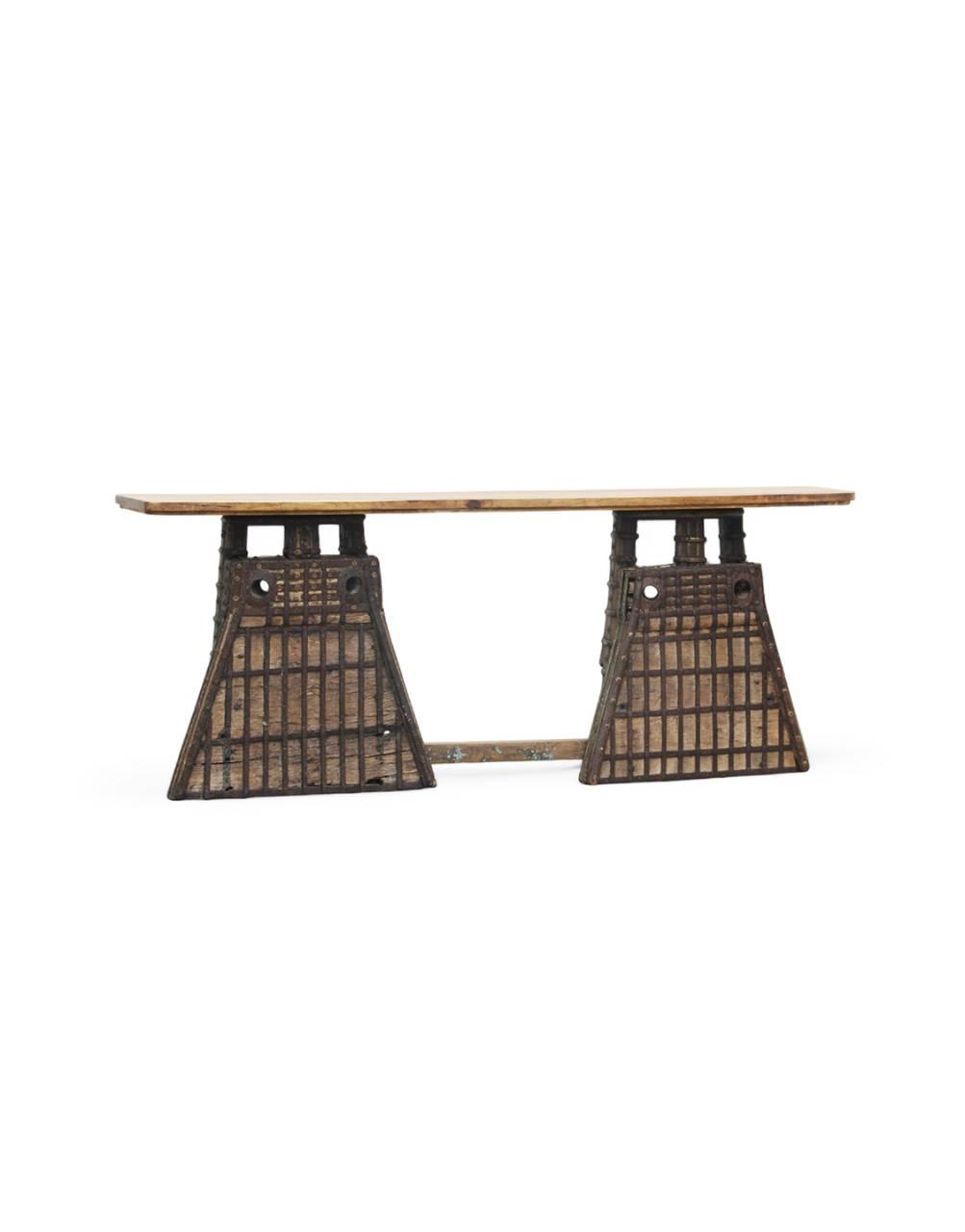 Vintage Wooden Cart Console Table - Handcrafted Reclaimed Wood Furniture - TesuConsole Table