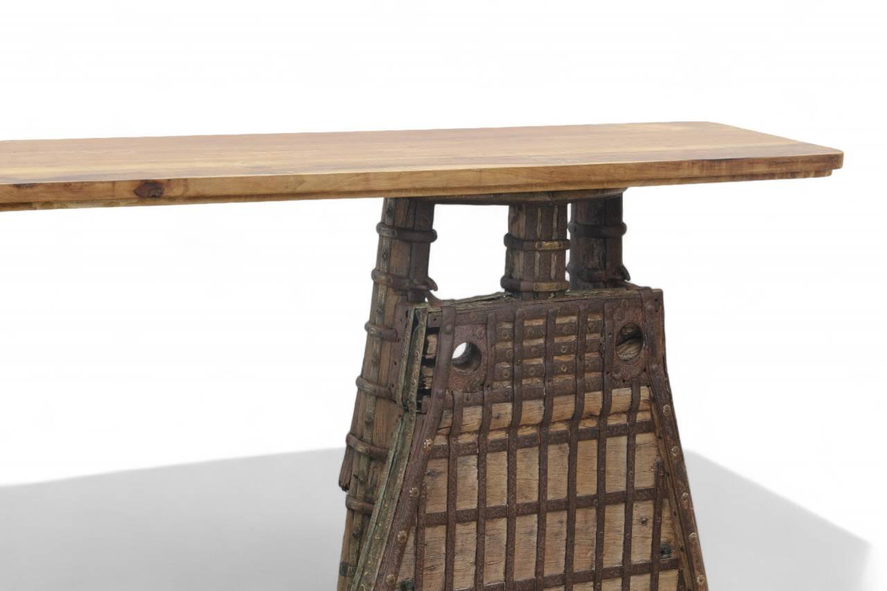 Vintage Wooden Cart Console Table - Handcrafted Reclaimed Wood Furniture - TesuConsole Table