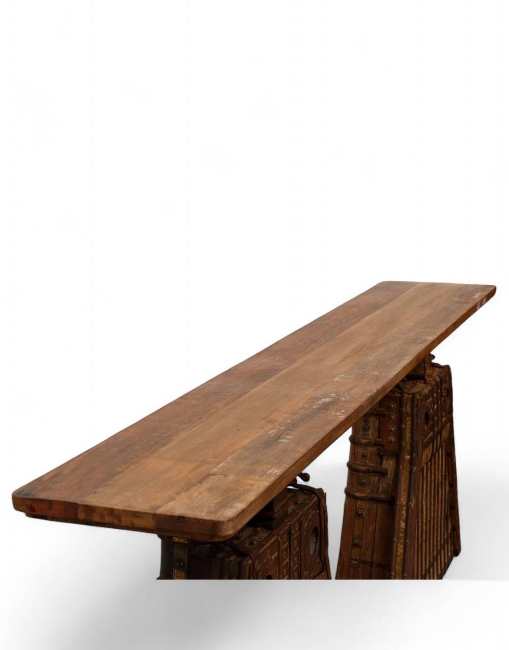 Vintage Wooden Cart Console Table - Handcrafted Reclaimed Wood Furniture - TesuConsole Table