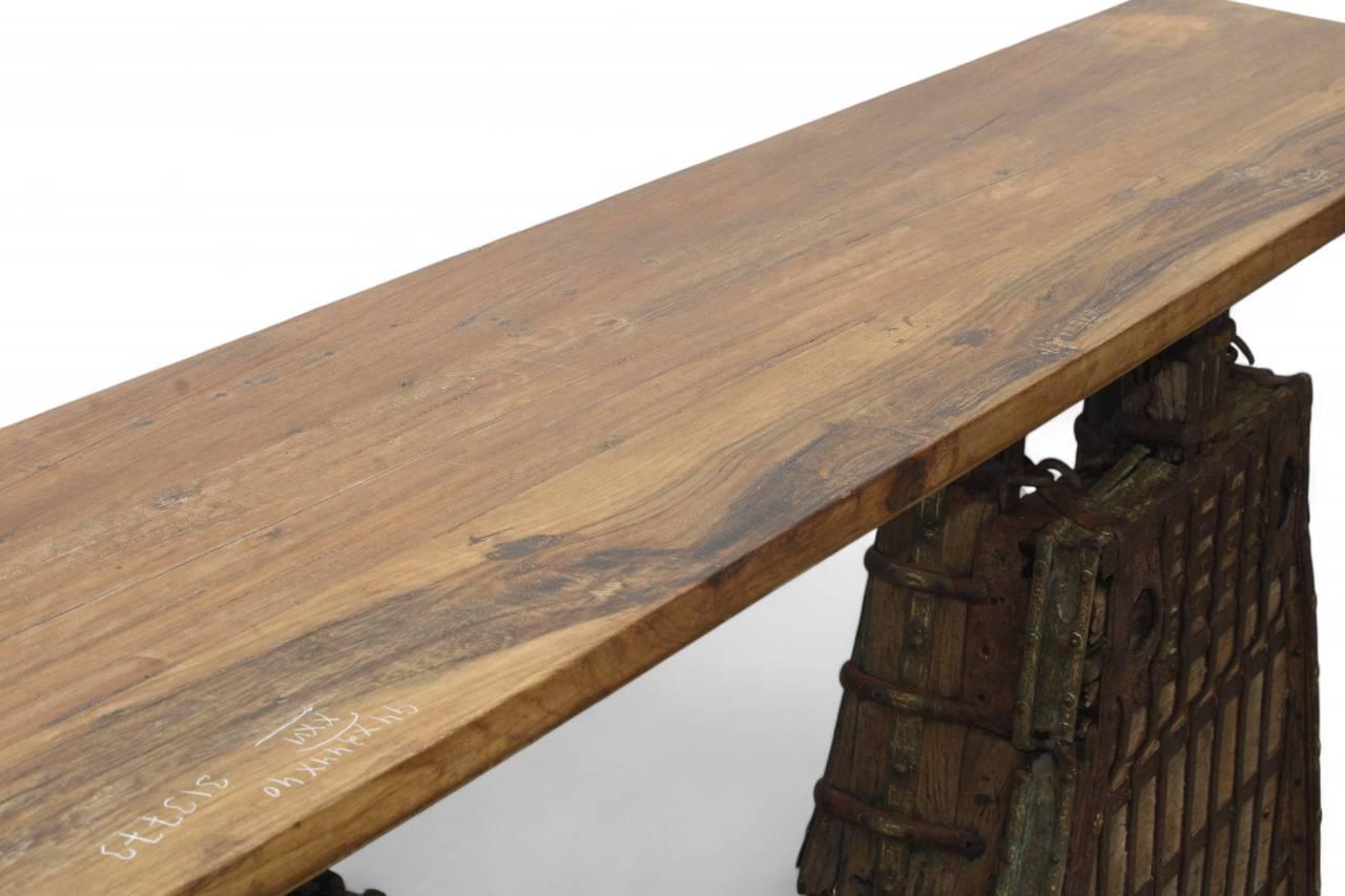 Vintage Wooden Cart Console Table - Handcrafted Reclaimed Wood Furniture - TesuConsole Table