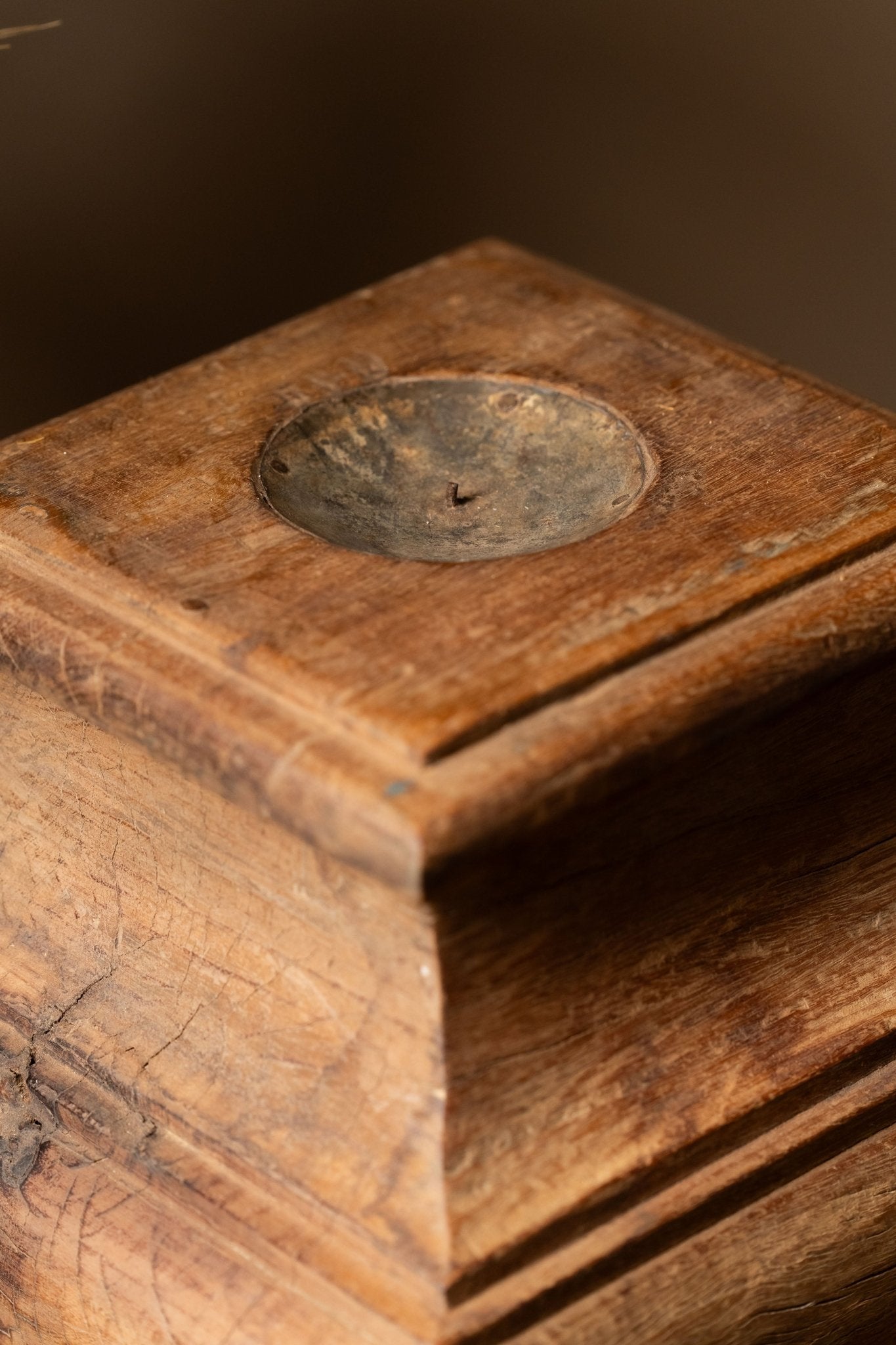 Vintage Wooden Pillar Candle Holder - Design 1 - TesuCandles & Candle Holders
