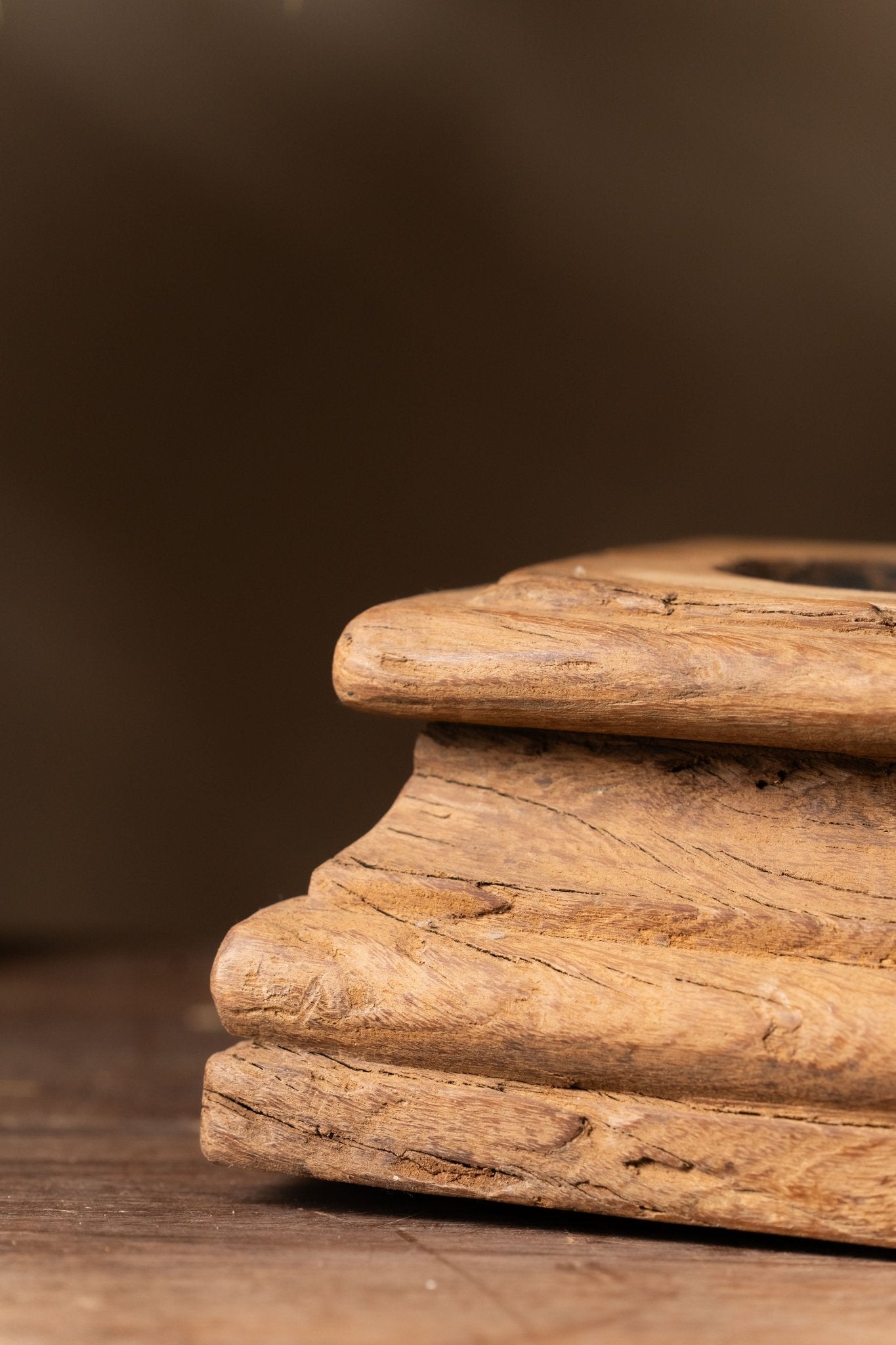 Vintage Wooden Pillar Candle Holder - Design 3 - TesuCandles & Candle Holders