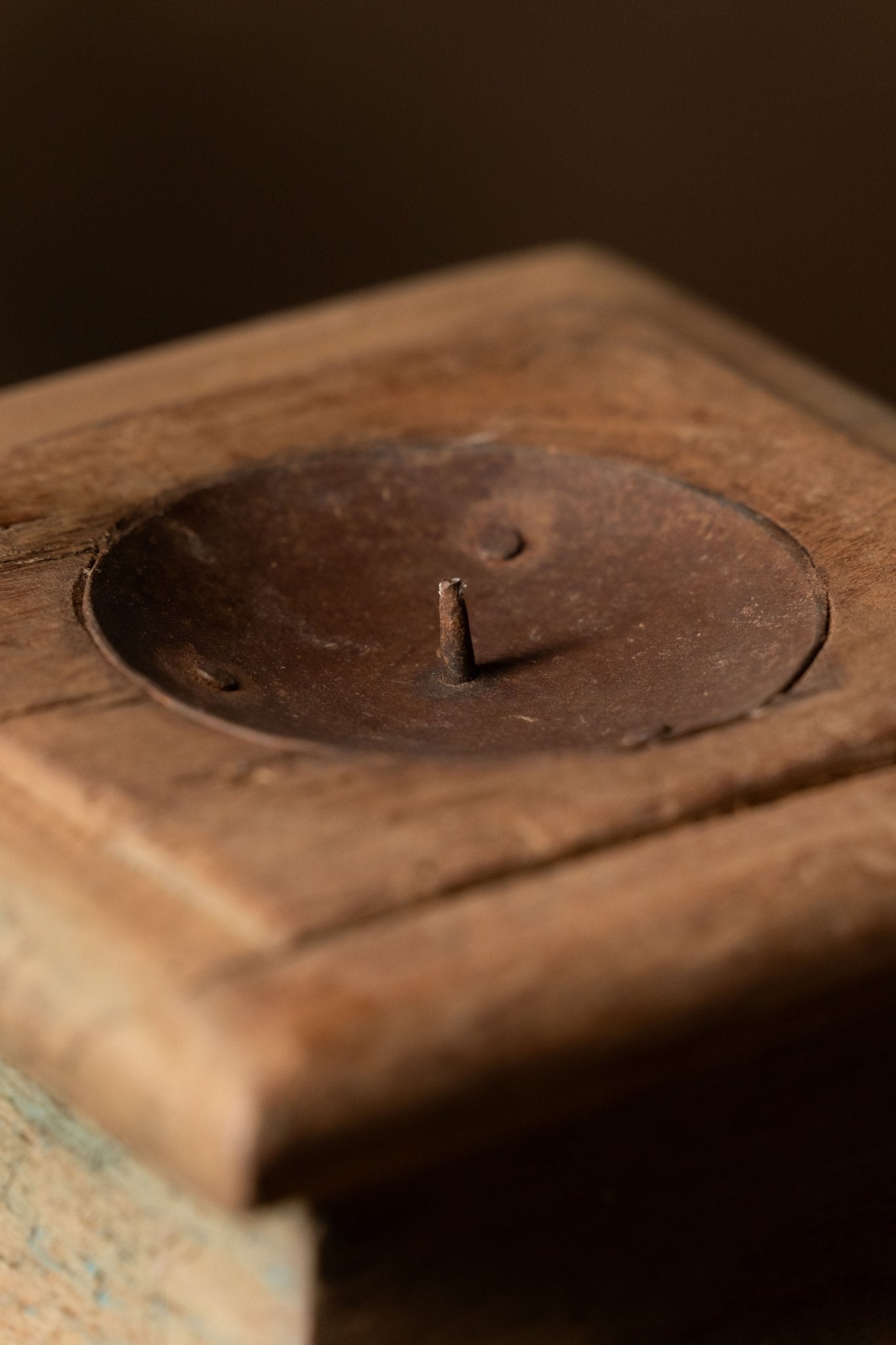 Vintage Wooden Pillar Candle Holder - Design 4 - TesuCandles & Candle Holders
