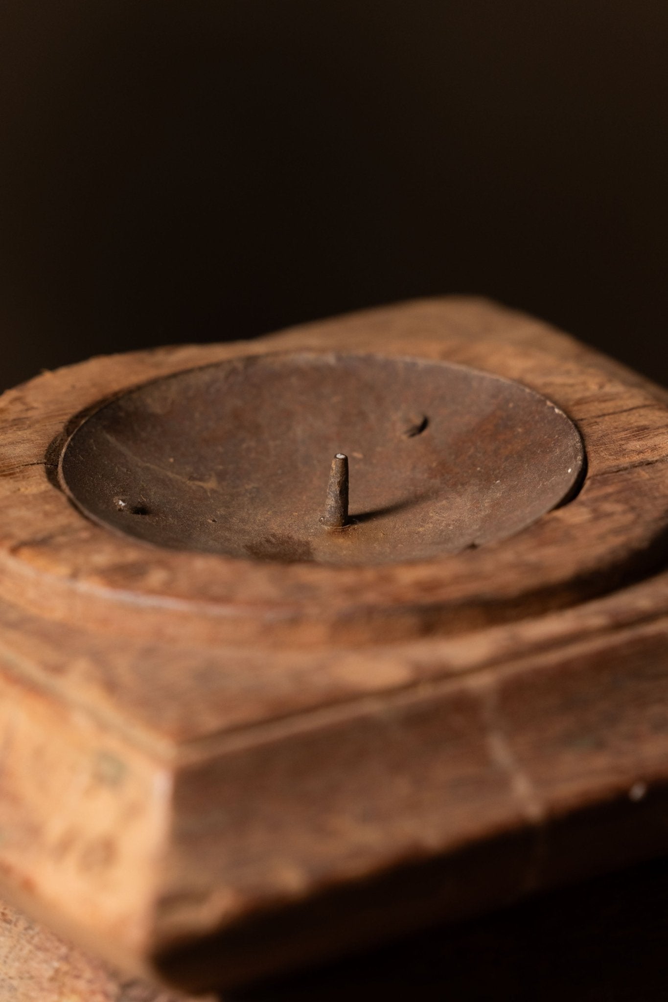 Vintage Wooden Pillar Candle Holder - Design 5 - TesuCandles & Candle Holders