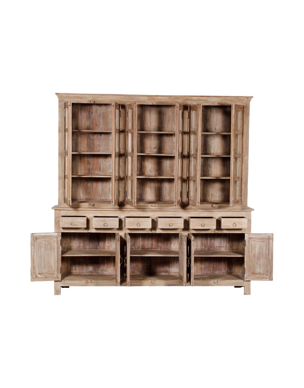 Virasat Teak Glass Display Cabinet - TesuFurniture