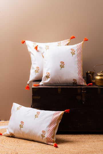 Whispers of Chanderi Collection - Floral Elegance Chanderi Silk Cushion Covers - TesuCushion Covers