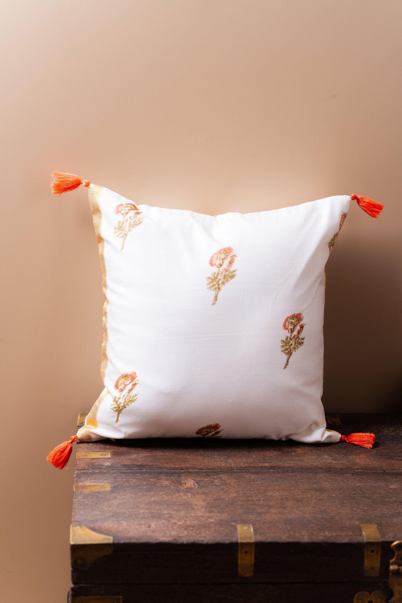 Whispers of Chanderi Collection - Floral Elegance Chanderi Silk Cushion Covers - TesuCushion Covers