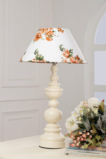 White Floral Wooden Table Lampshade - TesuTable Lamp