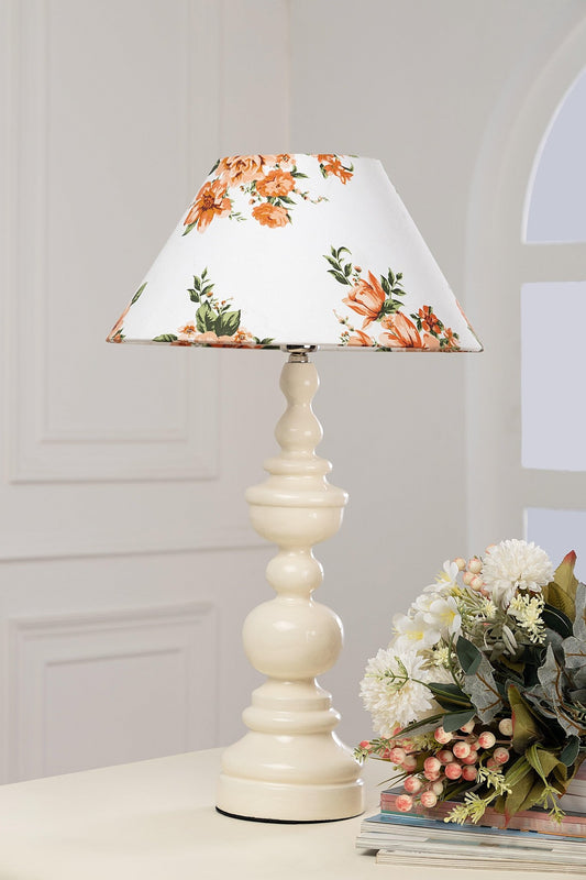 White Floral Wooden Table Lampshade - TesuTable Lamp