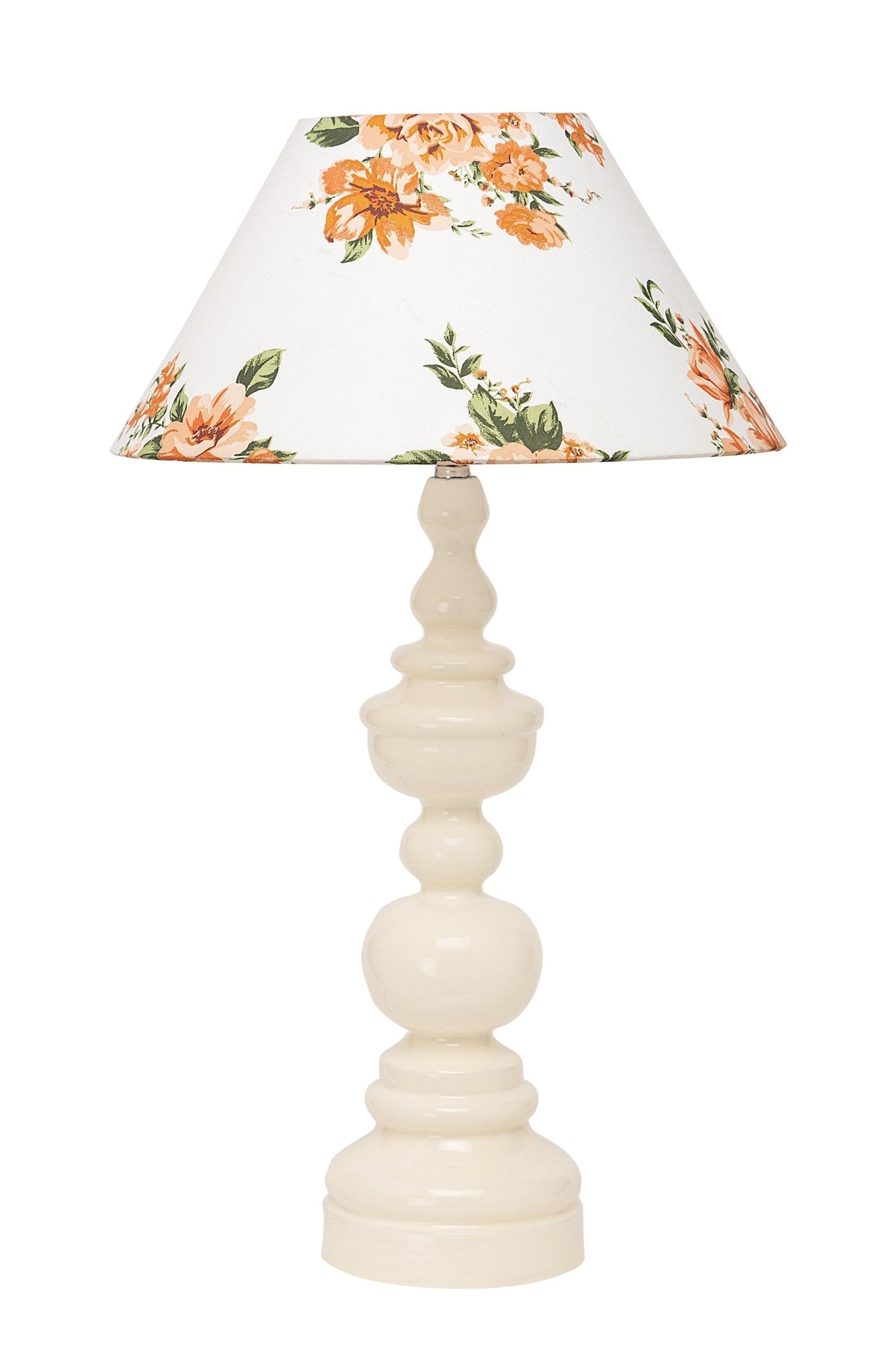 White Floral Wooden Table Lampshade - TesuTable Lamp
