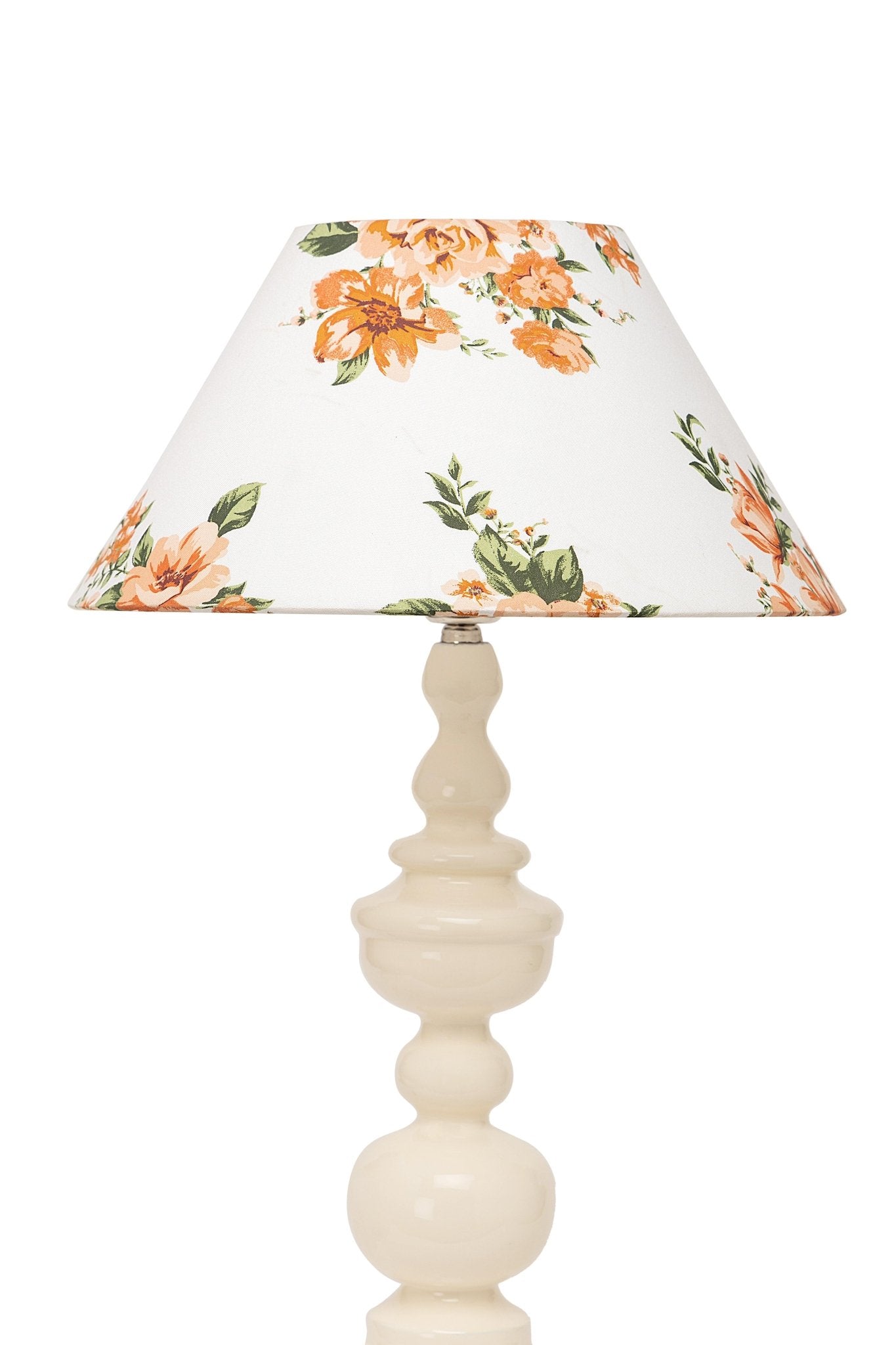 White Floral Wooden Table Lampshade - TesuTable Lamp