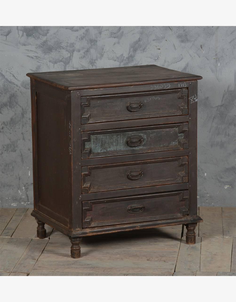 Vintage-style wooden dresser with three drawers.