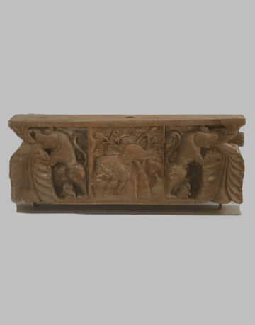 Wooden Bracket on Iron Stand - Natural Brown - TesuWooden Bracket