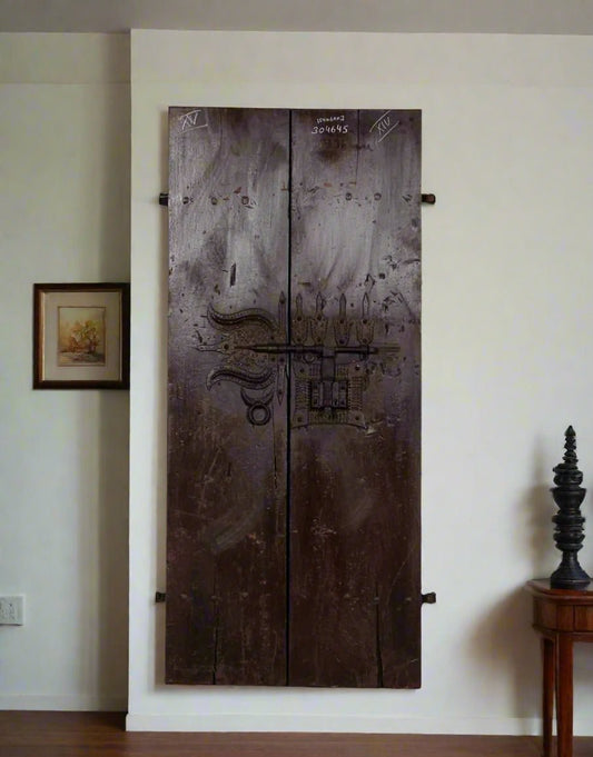 Wooden Door Panel With Iron Work - TesuWall Decor