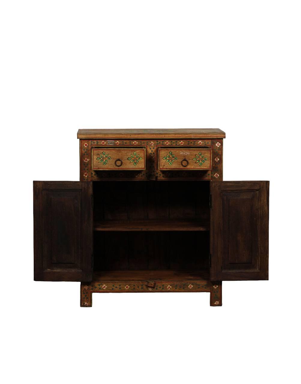 Wooden Floral Painted Cabinet - TesuCabinets & Storage