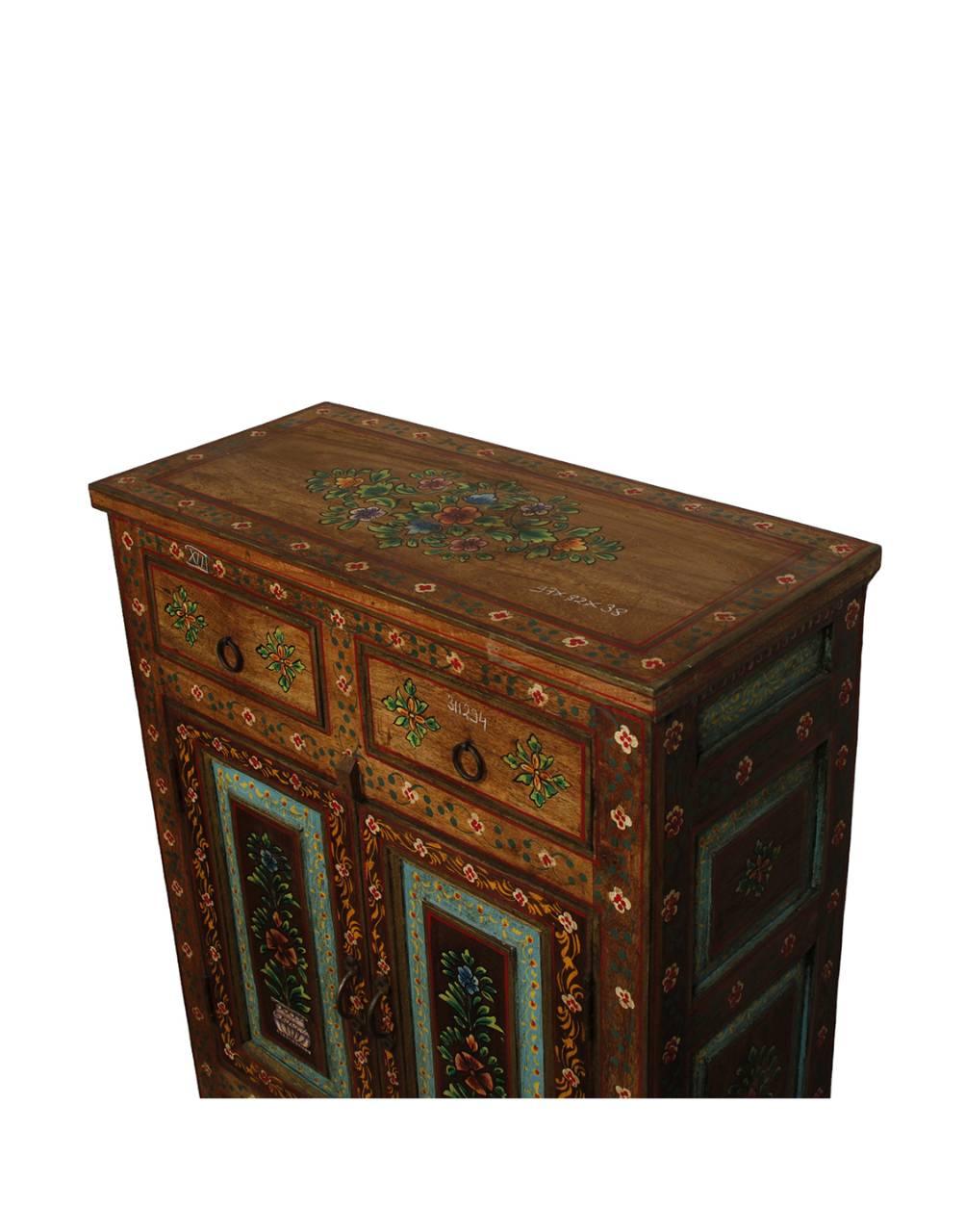 Wooden Floral Painted Cabinet - TesuCabinets & Storage