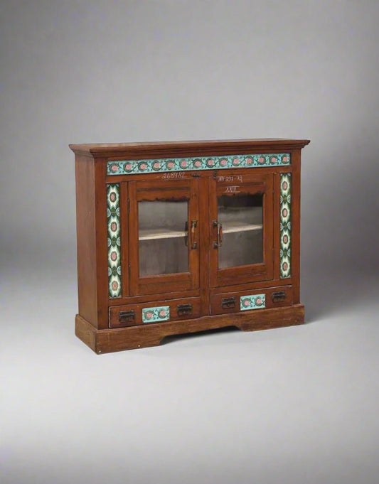 Wooden Glass Cabinet with Drawer - TesuCabinets & Storage
