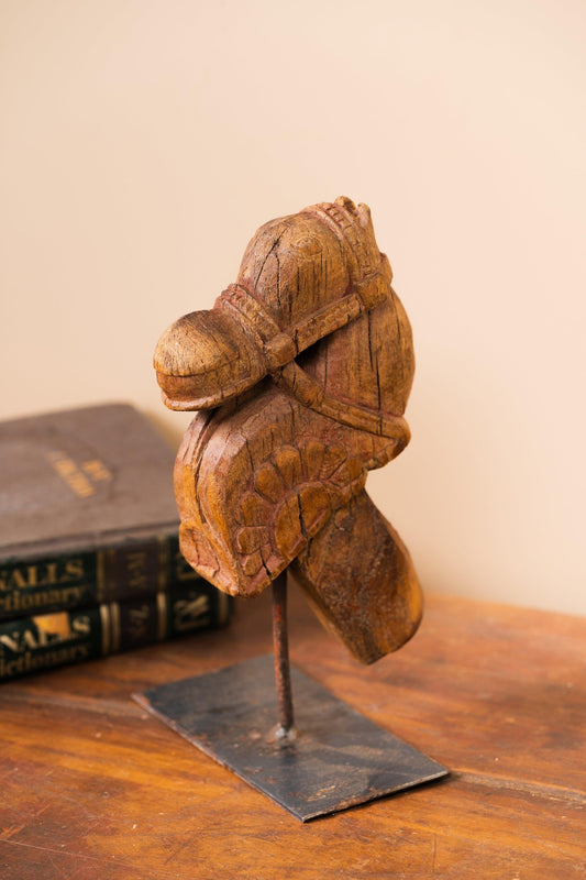 Wooden Horse on Iron Stand - Design 1 - TesuWooden Horse