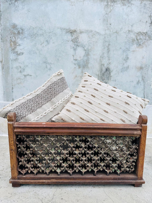 Wooden Iron Carved Jali Planter - TesuPlanter