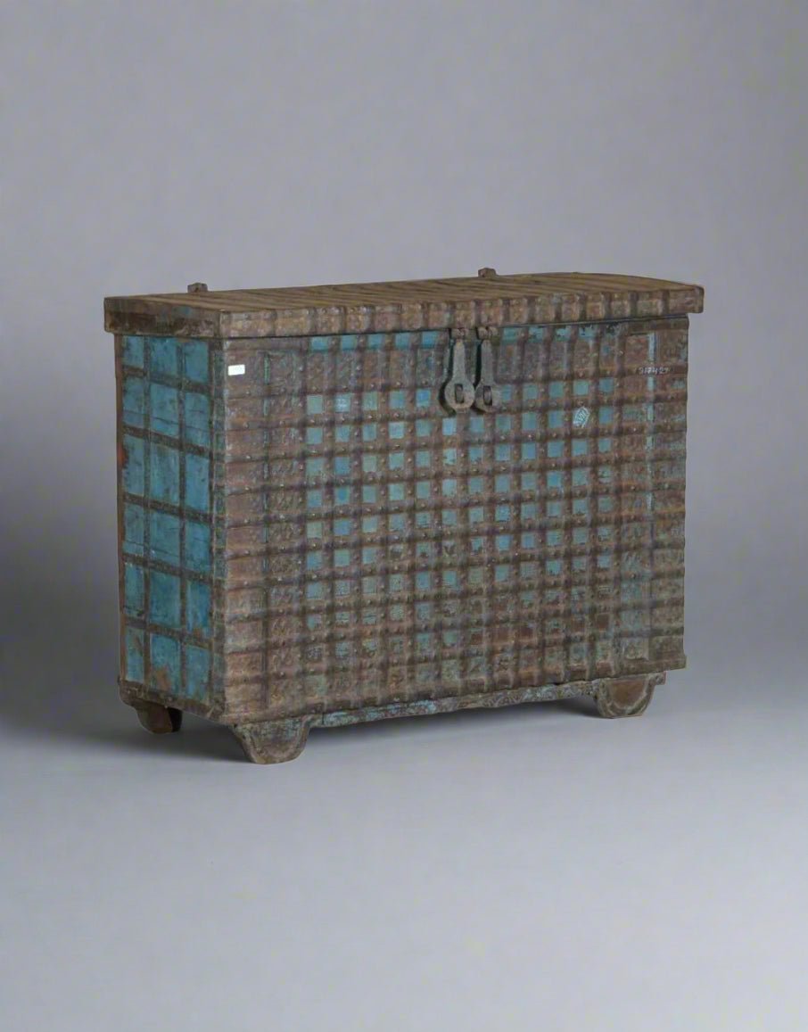 Wooden Iron Turquoise Console Box - TesuCabinets & Storage
