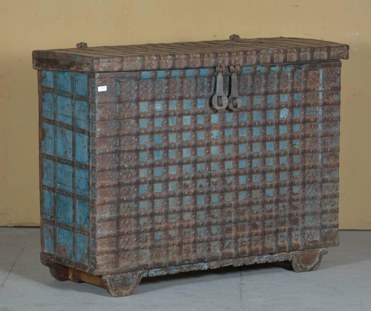 Wooden Iron Turquoise Console Box - TesuCabinets & Storage
