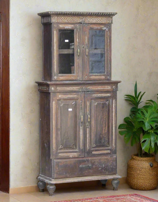 Wooden Two Part Almirah - TesuCabinets & Storage