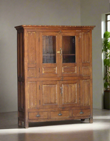 Antique Wood and Glass Crockery Cabinet - TESU