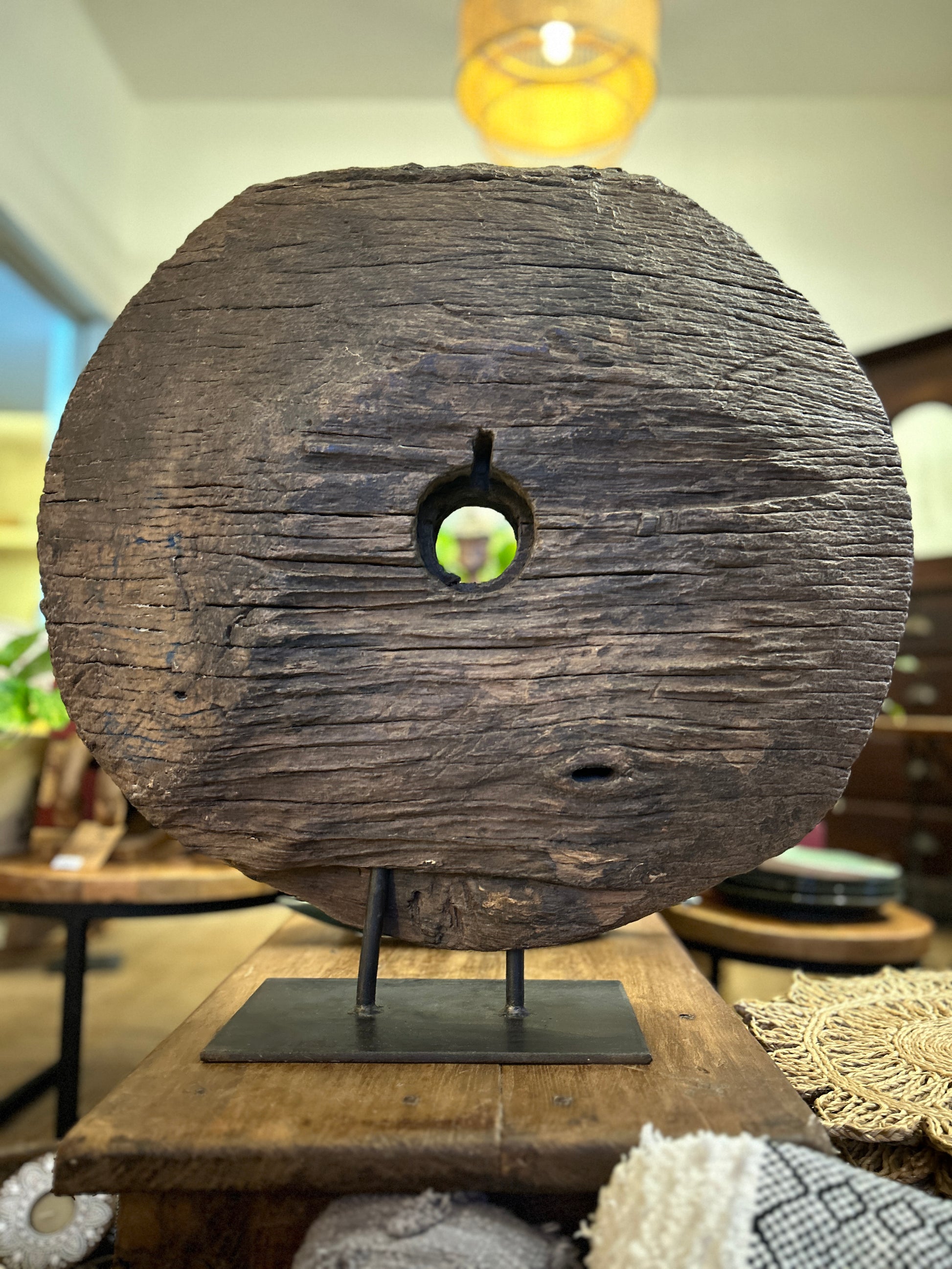 Wooden Wheel With Iron Stand - TESU