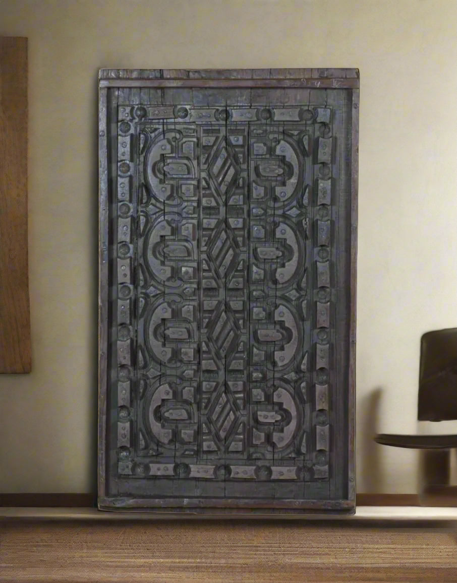 Vintage Geometric Carved Panel