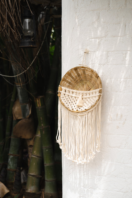 Begonia - Thread Hanging Planter with Bamboo Basket - TESU